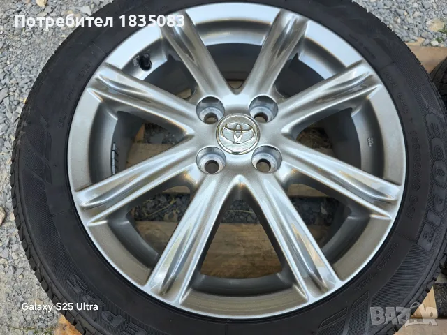 Лети джанти 16ки 4х100 Toyota + летни гуми 195/50/16 Bridgestone, снимка 4 - Гуми и джанти - 55846636