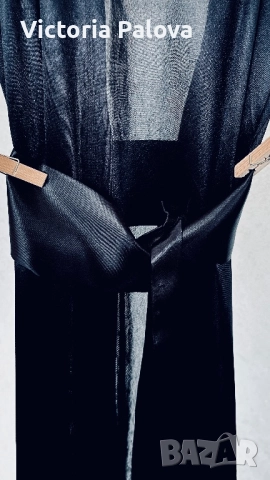 Елегантен черен шифонов пеньоар с дантелени ръкави, снимка 6 - Други - 52672055