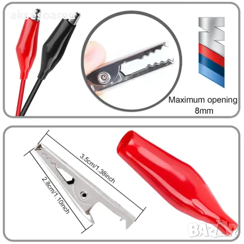 USB адаптер преходник за ток с 2 електрически кабела със щипки скоби тип крокодил тестови сонди, снимка 4 - Друга електроника - 50232452