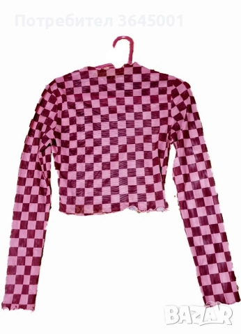 Лека, еластична розова блузка на карета. Размер S . НОВА. , снимка 2 - Блузи с дълъг ръкав и пуловери - 52766877