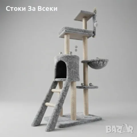 Многоетажна котешка драскалка с къщичка и легло, снимка 11 - За котки - 56215316