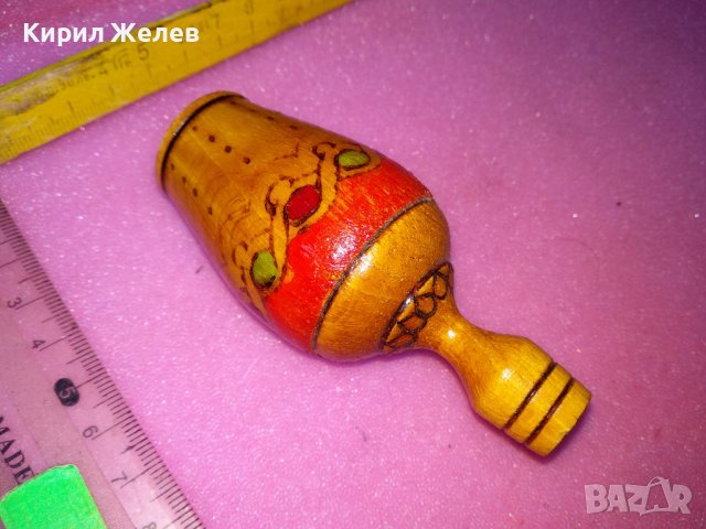 СТАР ПИРОГРАФИРАН РИСУВАН ДЪРВЕН ЕТНО СУВЕНИР 42855, снимка 3 - Декорация за дома - 44185089