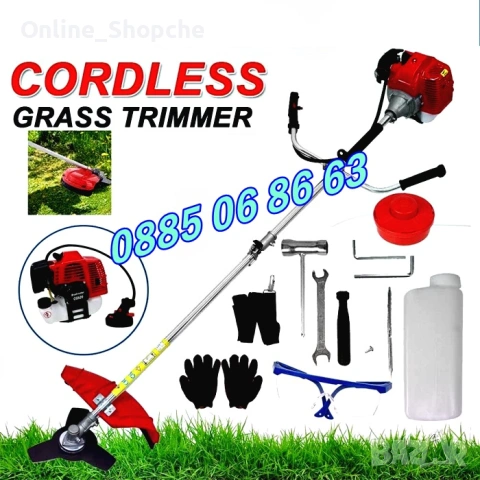 Бензинов тример 74 куб., моторна косачка за трева + самар , снимка 3 - Градинска техника - 40776691