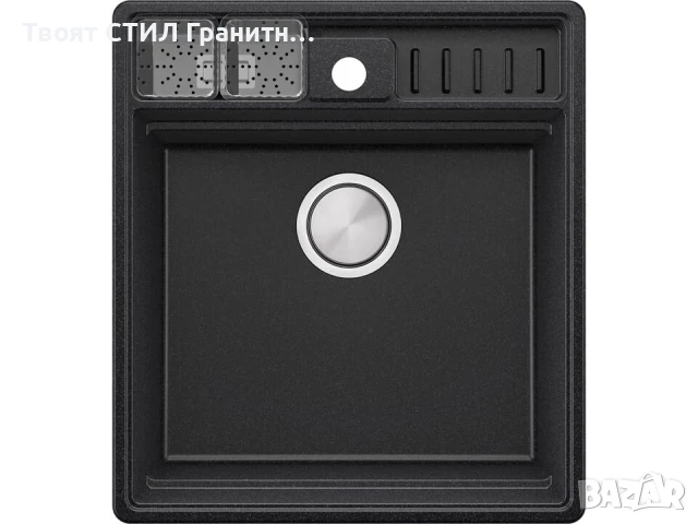 Графит кухненска гранитна мивка Ню Йорк 50 Multispace 480 x 530 мм, снимка 2 - Мивки - 51286152