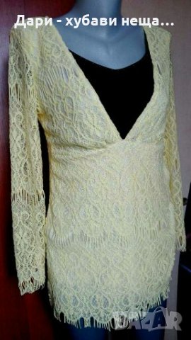 Жълта блуза/топ от дантела, с подплата🍀👗M/L,L🍀👗арт.3007