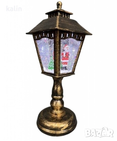 Коледен декоративен фенер с падащ сняг и светодиодно осветление