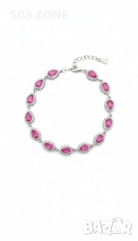 сребърна гривна с естествен розов топаз