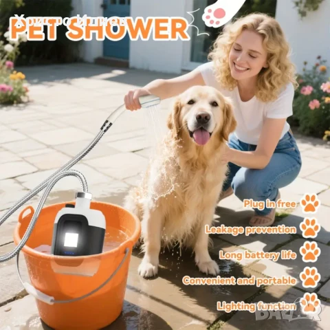 Преносим душ подходящ за къмпинг кемпер каравана вътрешен външен душ с лампа usb зареждане, снимка 3 - Къмпинг мебели - 51299179