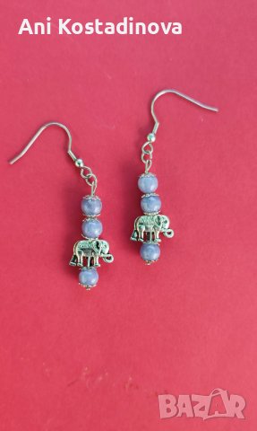 Обеци стомана със сърце розов кварц, снимка 4 - Обеци - 23266348