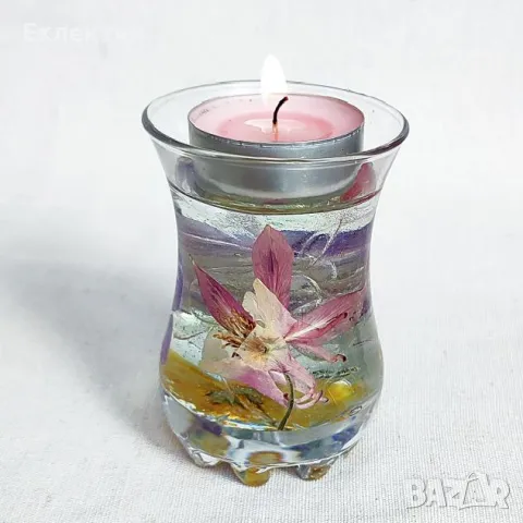 Стъклени свещници /преспапиета с хербарий, снимка 12 - Декорация за дома - 50174551