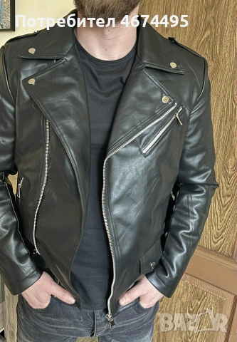 Кожено яке, снимка 3 - Якета - 54327036