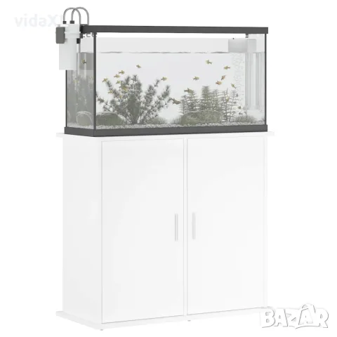 vidaXL Поставка за аквариум, бяла, 81x36x73 см, инженерно дърво, снимка 4 - Аквариуми - 56148097