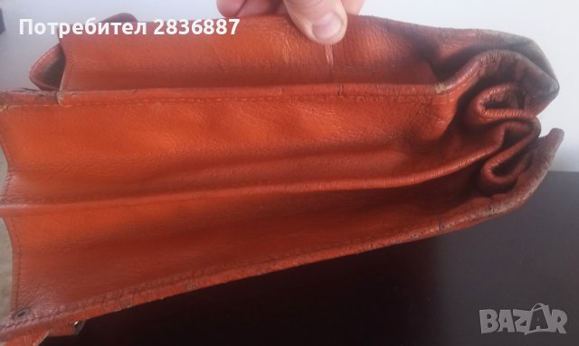 Стара оранжева кожена офис чанта, снимка 10 - Чанти - 36699244