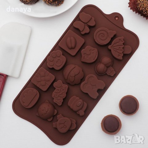 407 Силиконова форма за коледни шоколадови и желирани бонбони