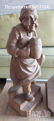 Дърворезба голяма масивна със стойка за стена за ценители , снимка 3 - Декорация за дома - 54005752