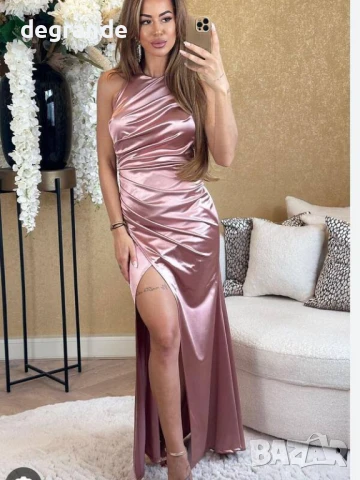 Официална дълга  сатенена рокля , снимка 2 - Рокли - 51197915