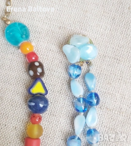 🩵💛🌻🩵   Стар гердан колие брошка фигура Мурано, снимка 5 - Колиета, медальони, синджири - 53939769