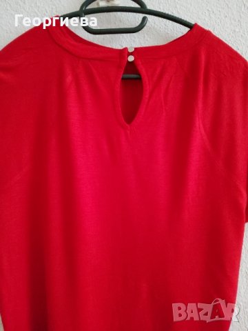 Червена блуза с копчeта, снимка 6 - Туники - 37967277