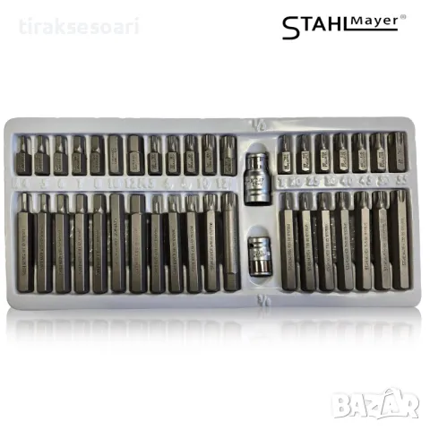 Немски Комплект битове накрайници 40 Броя Hex XZN Torx 1/2" 3/4" StahlMayer, снимка 2 - Други инструменти - 47682072