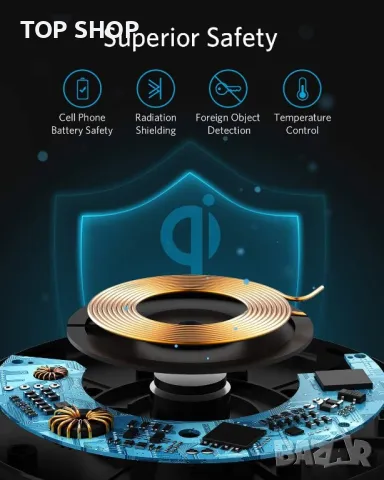 Anker A2503, безжично зарядно устройство 313, Qi-Certified 10W Max за iPhone,AirPods, снимка 4 - Друга електроника - 48781369