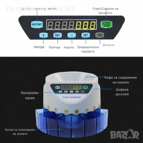 Електрическа броячна машина за монети и в евро – бързо и точно сортиране по номинал, снимка 8 - Други машини и части - 51349344