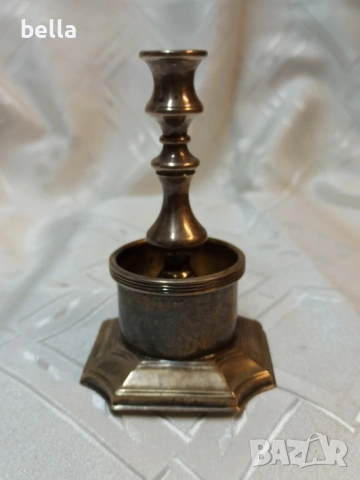 Стилен стар посребрен свещник E.P C.A,, снимка 5 - Антикварни и старинни предмети - 54239343