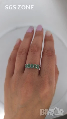 СРЕБЪРЕН ПРЪСТЕН С РУБИН, САПФИРИ, ИЗУМРАДИ., снимка 2 - Пръстени - 51149663