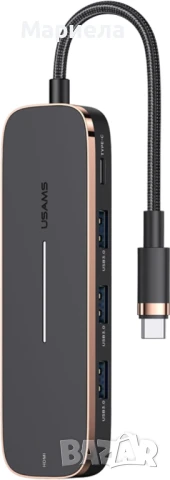 USB хъб 5в1 Usams / 3 порта USB + Type-C + HDMI 4K, снимка 2 - Друга електроника - 50520870