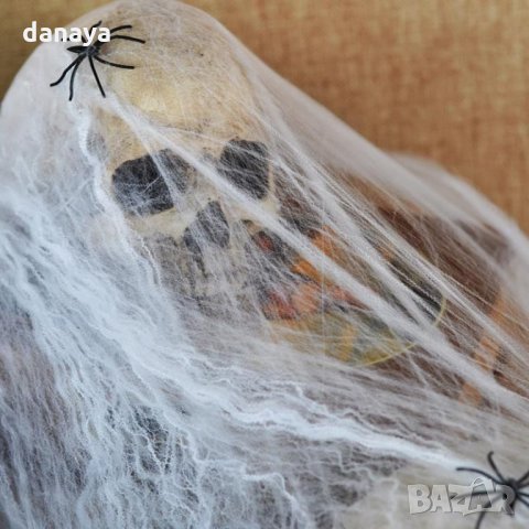 1142 Хелоуин паяжина за декор с 2 паяка Halloween декорация, снимка 3 - Декорация за дома - 30174220