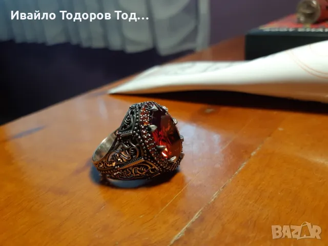 Масивен бутиков сребърен пръстен с огромен рубин, снимка 9 - Пръстени - 47901663