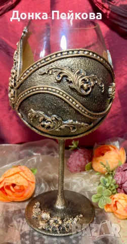 Ръчна изработка чаша за вино, снимка 4 - Чаши - 49301433