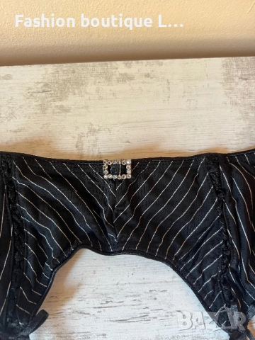 Черни жартиери с катарами със сребърни блестящи камъчета 🖤, снимка 2 - Бельо - 52236405