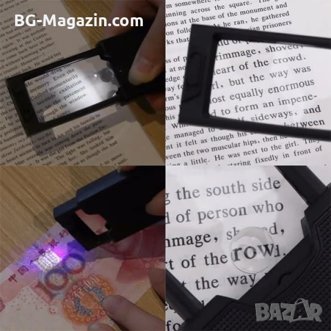 Джобна сгъваема ръчна лупа с LED осветление UV светлина за четене бижута фалшиви пари деца насекоми, снимка 3 - Други инструменти - 50919645