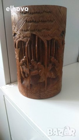 Ръчно изработена саксия от китайски бамбук, снимка 5 - Антикварни и старинни предмети - 37767691