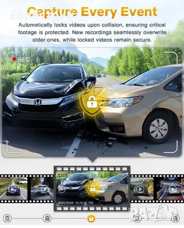 Видеорегистратор GKU D200 Dash Cam, 4K предна камера за кола, 170° широкоъгълна мини камера за управ, снимка 3 - Аксесоари и консумативи - 49293369