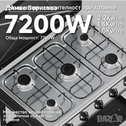 Газова печка HOMELUX с 5 котлона, снимка 2 - Котлони - 53950033