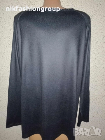 Черна туника с принт сърца , 4XL размер, снимка 3 - Туники - 52395363