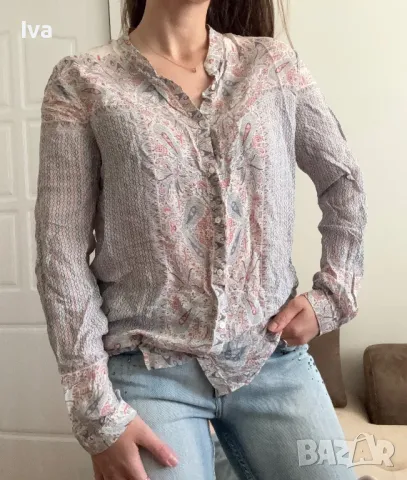 Риза / блуза от естествена коприна от черничева буба Massimo dutti, снимка 3 - Ризи - 50128598