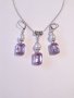 Красив комплект бижута обици и колие с лавандулово лилави кристали и кристални перли , снимка 11