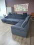 Син П образен ъглов диван от плат с функция сън ZE-EM09003, снимка 8