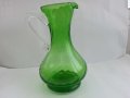 Стара стъклена кана цветно зелено стъкло, снимка 14