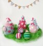 Великденска композиция, плетени играчки, великденски яйца, заек, пиленца, снимка 2