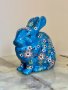 Деко фигура - Порцеланов заек на цветя (син), снимка 3