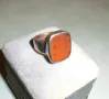 Старинен сребърен пръстен с естествен камък, снимка 4