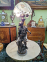 Прекрасна голяма антикварна френска бронзова фигурална лампа , снимка 1 - Настолни лампи - 44632216