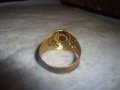 СТАРИНЕН МЕСИНГОВ АЖУРЕН МАЙСТОРСКИ СКЪПОЦЕНЕН ПРЪСТЕН с ГОЛЯМ ЮВЕЛИРНО ФАСЕТИРАН ГРАНАТ 27156, снимка 13