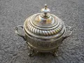 СТАРА БОНБОНИЕРА ЗАХАРНИЦА СТЪКЛО И МЕТАЛ АРТ ДЕКО ART DECO , снимка 1