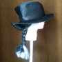  Парти -Хелоуин Черна шапка с коса в бяло и черно на плитка, снимка 1 - Шапки - 34411662