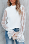 Дамска елегантна блуза в бяло с ръкави от тюл, снимка 1