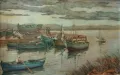 Картина, лодки, худ. Атанас Мирчев, снимка 2